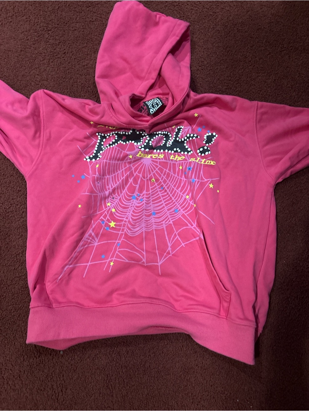 Pink Spider Hoodie Sweatshirt Size small 100% Real